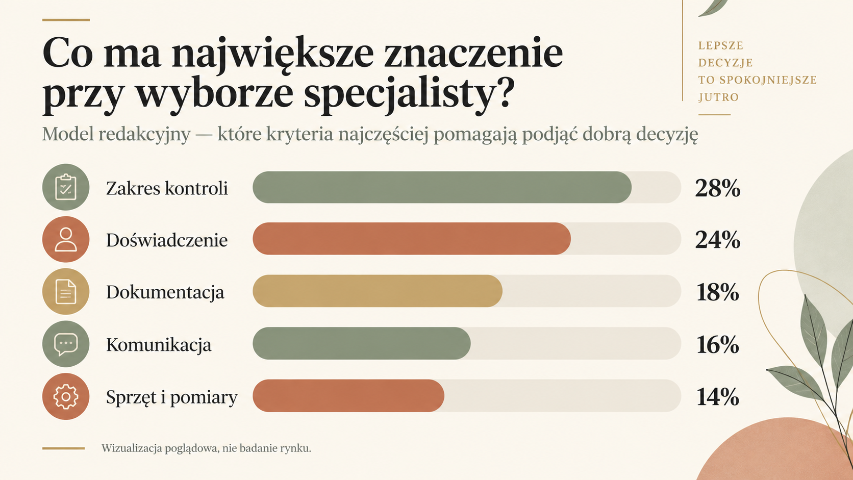 Jak rośnie pewność wyboru po zweryfikowaniu kolejnych kryteriów